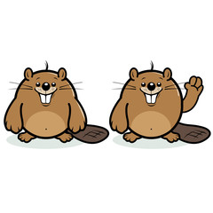 Obraz na płótnie Canvas Cute cartoon beaver characters. Vector illustration