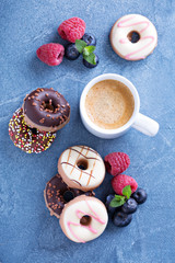 Small mini donuts with fresh berries