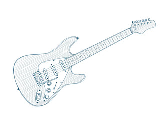 Obraz na płótnie Canvas electric guitar drawing on white. vector illustration