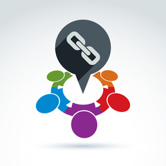 Vector colorful illustration of social bonds. Connection 