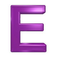 One letter from purple glass alphabet set, isolated on white. Computer generated 3D photo rendering.