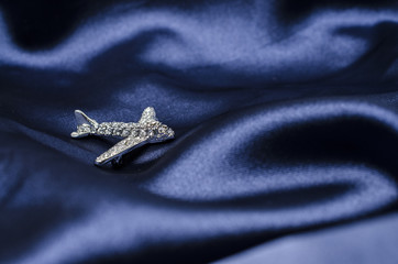 aircraft  brooch on silk