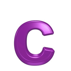One lower case letter from purple glass alphabet set, isolated on white. Computer generated 3D photo rendering.