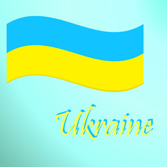 State Flag of Ukraine with country name in yellow and blue colors. Vector illustration. The color of the original