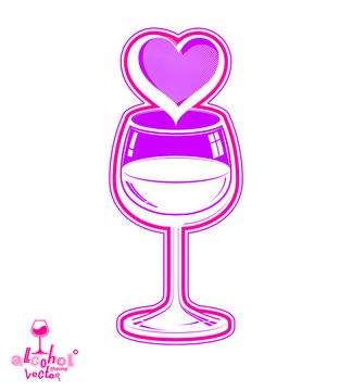 Wineglass vector 3d artistic illustration, wedding couple