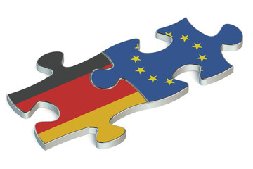 Naklejka premium Germany and EU puzzles from flags