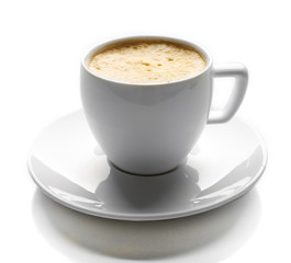 A cup of tasty coffee, isolated on white