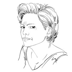 Vector portrait of attractive woman, illustration of good-lookin