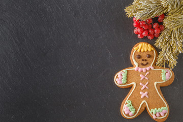 Winter symbols on black slate background