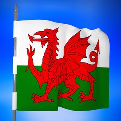 Wales flag in blue sky