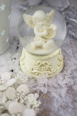  Christmas angel statuette on silver background