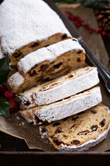 Christmas stollen with tea
