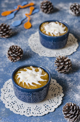 Dessert with persimmon cream  