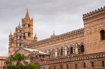 Fototapeta premium Palermo Cathedral is the cathedral church of the Roman Catholic Archdiocese of Palermo, located in Palermo, Sicily, Italy. The church was erected in 1185 by Walter Ophamil.