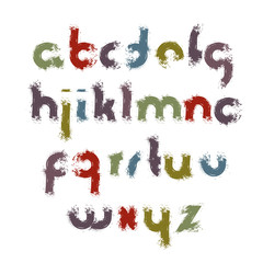 Naklejka premium Vector bright unusual cartoon font, handwritten watercolor lower