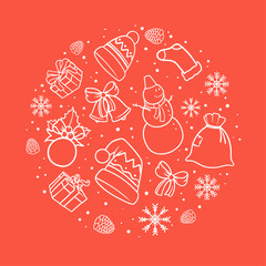 Christmas circle. Hand drawn doodle vector illustration.