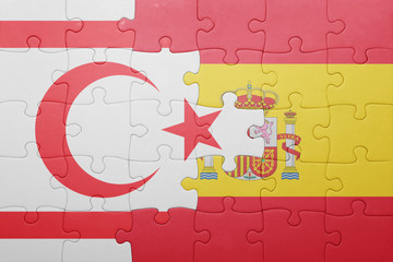 puzzle with the national flag of spain and northern cyprus