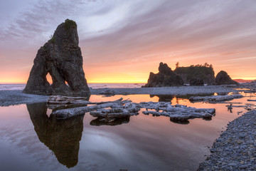 Ruby Beach Seastack Sunset © lightphoto2