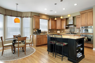 Kitchen with oak wood cabinetry