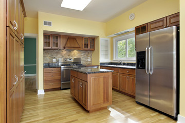 Kitchen with yellow walls
