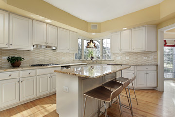 Kitchen with white cabinetry