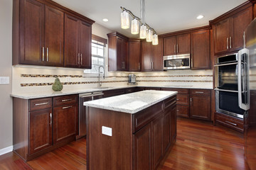 Kitchen with cherry wood cabinetry