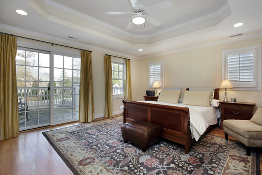 Master bedroom with tray ceiling