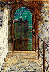 morbid door of the lighthouse of Collioure, France