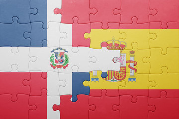 puzzle with the national flag of spain and dominican republic