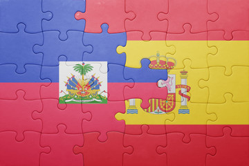 puzzle with the national flag of spain and haiti
