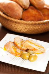 Homemade baguettes with ovile oil