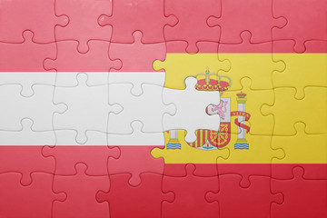 puzzle with the national flag of spain and austria