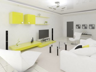 Modern interior design of living room.