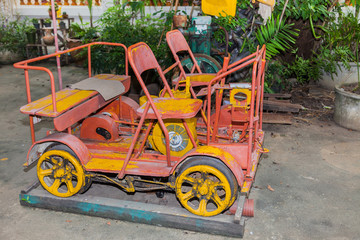 Fototapeta na wymiar Old rolling stock for railways workers in Thailand.