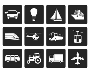Black Transportation and travel icons - vector icon set