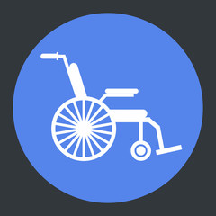 Flat medical icon wheelchair on a color background