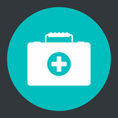 Fototapeta premium Flat icon with medical suitcase on a color background
