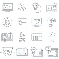 Thin line education icon set