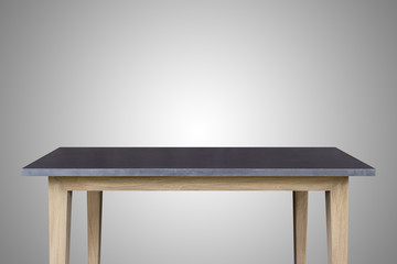 Empty top of granite stone table isolated on white background