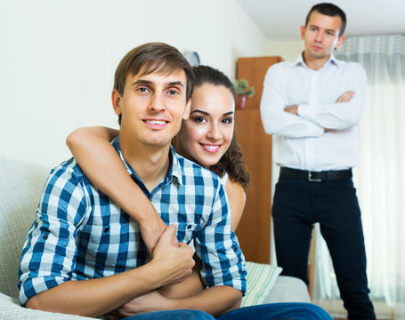 Ex-lover watching girlfriend leaving him