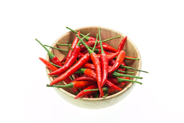 Fresh red thai hot chili isolated on white