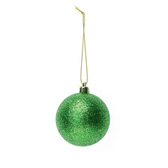 Green Christmas ball isolated on white