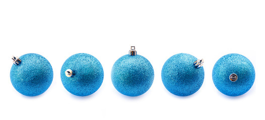 Set of Blue Christmas ball isolated on white