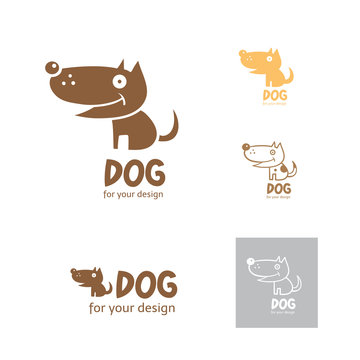 Cartoon dog logo. Vector image. Five options of  logo.