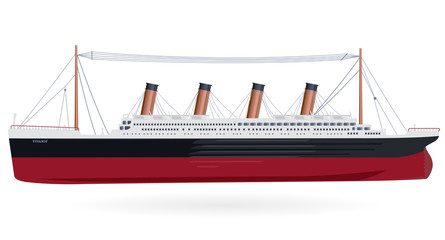 Fototapeta premium Titanic – legendary colossal boat – monumental big ship – symbol icon flatten isolated illustration master vector
