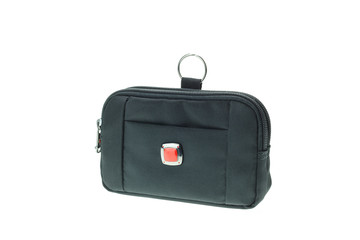 Black mobile or camera case isolated on white