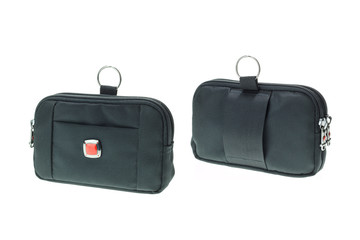 Black mobile or camera case isolated on white