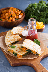 Quesadillas with kale and sweet potato