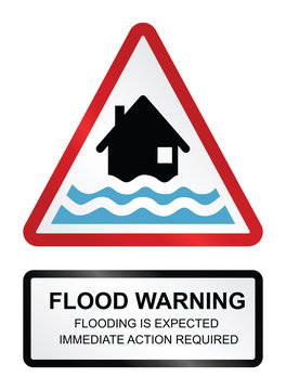 Red flood warning sign 