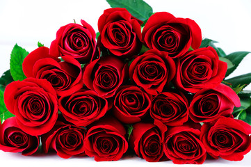 bunch of red rose on white background